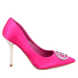 Vysoké podpatky Malconi Fuchsia s křišťálovým zdobením růžový