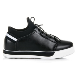 Ideal Shoes Černé sportovní boty na šněrování černý