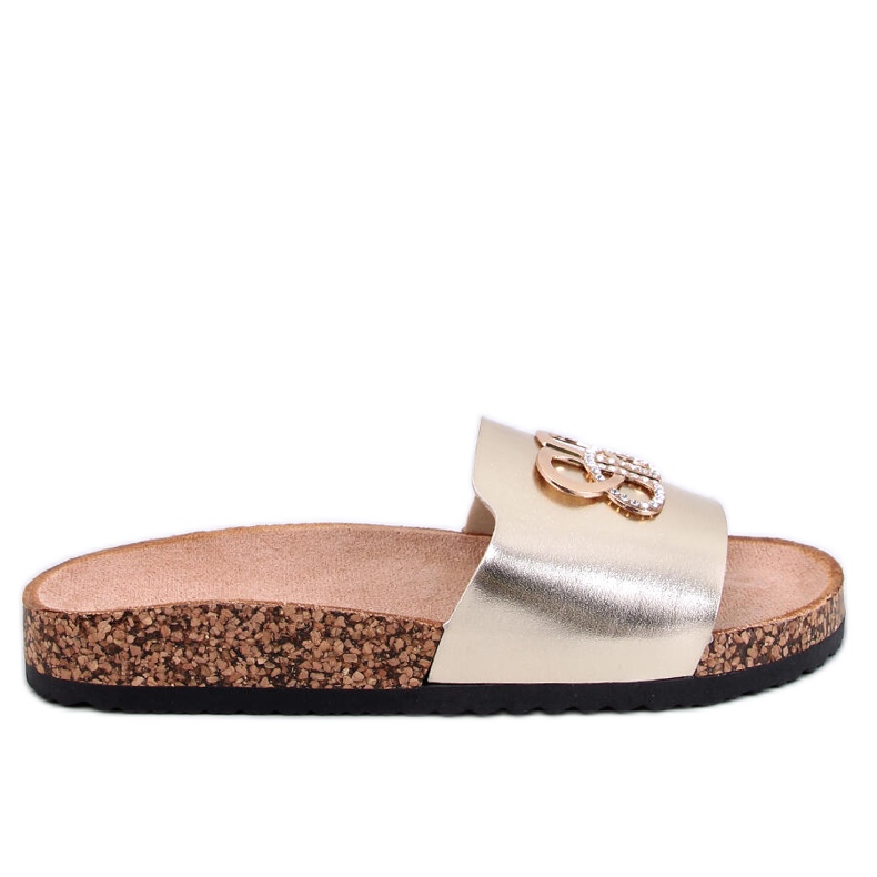 Korkové pantofle Ibanei LT.GOLD s kamínky zlatý