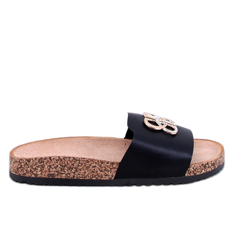 Ibanei Černé korkové žabky s kamínky černá