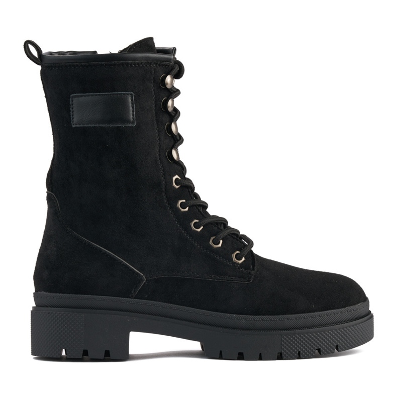 Černé semišové dámské dělnické boty černá