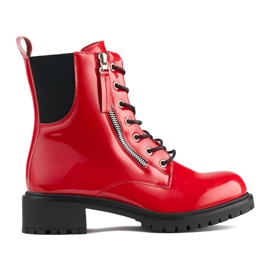 Červené lakované pracovní boty červený