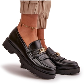 PH2 Dámské mokasíny z eko kůže se zlatým zdobením, černá Zanita PH2 Dámské mokasíny z eko kůže se zlatým zdobením, černá Zanita