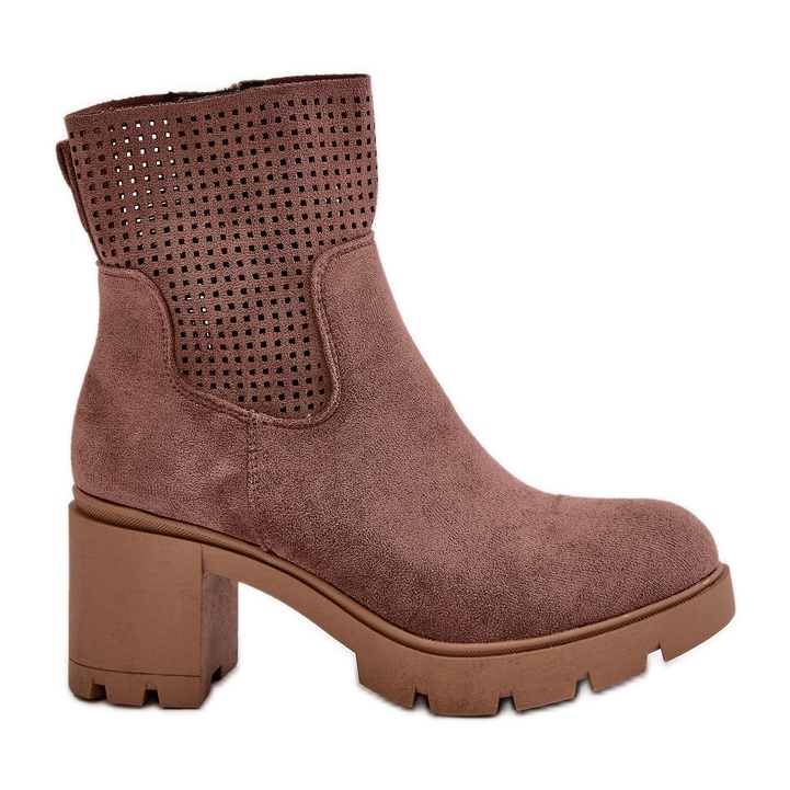 Jezzi Dámské kotníkové boty na vysokém podpatku, zapínání na zip, eko semišové hnědé Rashmi hnědý Jezzi Dámské kotníkové boty na vysokém podpatku, zapínání na zip, eko semišové hnědé Rashmi hnědý