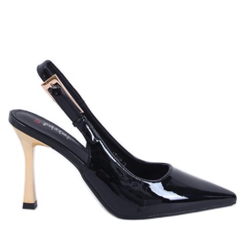 Lakované lodičky Mariot Black s otevřeným podpatkem černá