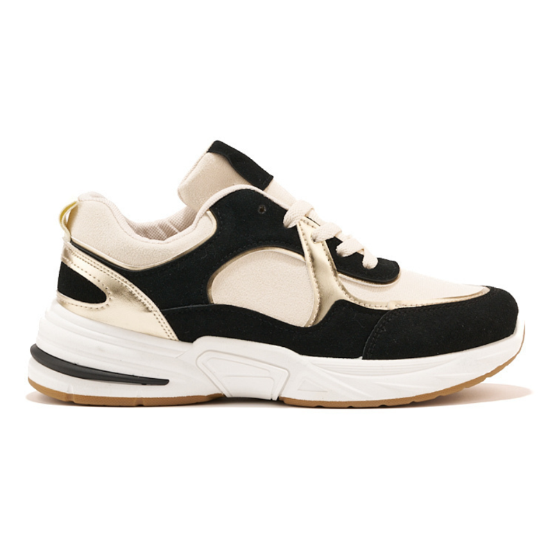 Černé a béžové tenisky se silnou podrážkou bílý