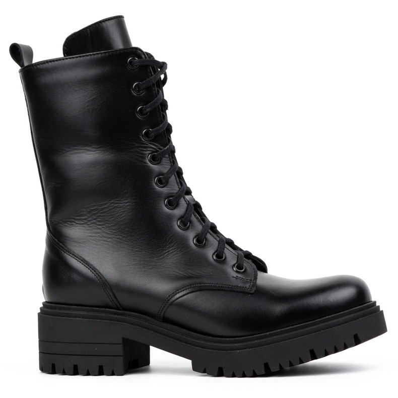 Olivier Dámské vysoké kožené kozačky 1064 černé černá