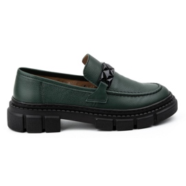 WASAK Dámské kožené slip-on boty 706X zelené se silnou podrážkou zelený