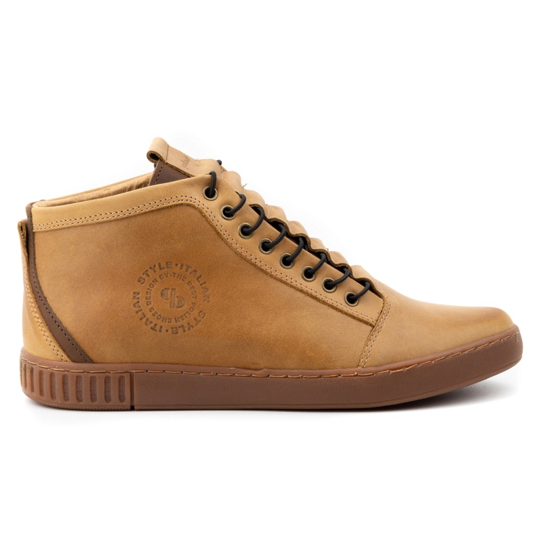 Polbut Pánské zateplené kožené kotníkové boty 2122 hnědé hnědý