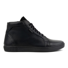 Olivier Pánské kožené boty, Chelsea boots, vysoké tenisky, 427KNT, černé černý