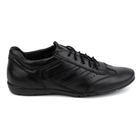 Olivier Pánské kožené boty, černé, sportovní styl 7004DT, černé černý