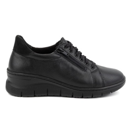 WASAK Dámské boty, kožené šněrovací tenisky na zip 0703W, černé černý