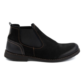 Olivier Pánské kožené nazouváky Chelsea boots 925MA Sw, černé černý