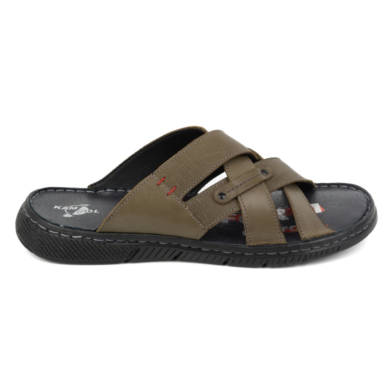 Kampol Pánské křížové žabky 203KAM olivová zelená