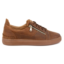 Pánská ležérní obuv z přírodní kůže POLBUT 2125 camel brown hnědý