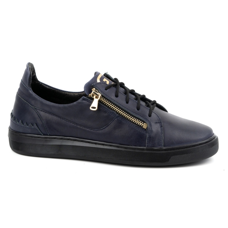 Pánská obuv pro volný čas z přírodní kůže POLBUT 2125, tmavě modrá modrý