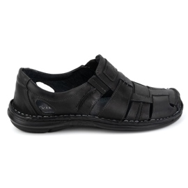 Olivier Pánské letní kožené nazouváky 902MP Summer black černý