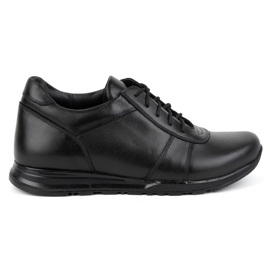 Olivier Pánské šněrovací kožené zvětšovací boty Sport Style 408KZ + 3 cm, černé černý
