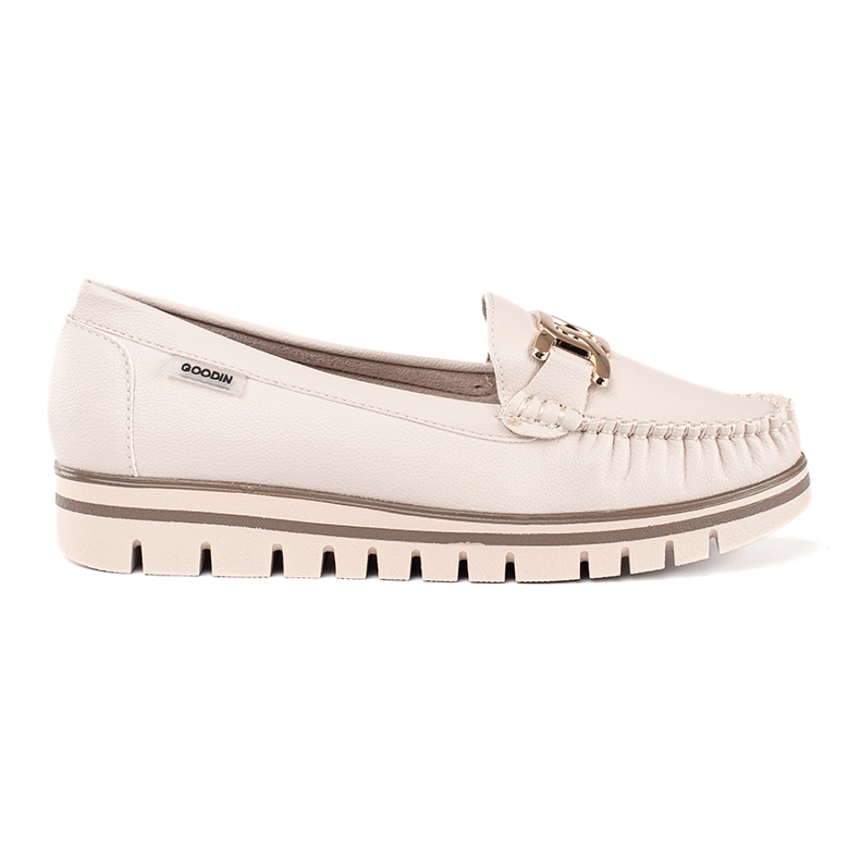 Béžové dámské mokasíny na platformě béžový