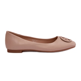 Dámské balerínky s béžovým zdobením z eko kůže Rhodike
