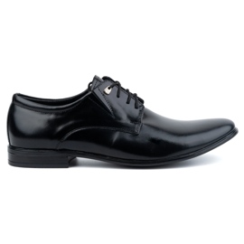Olivier Společenská pánská kožená šněrovací obuv, elegantní 304LU, černá černý