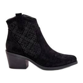 Prolamované kovbojské boty se zipem Eco Suede Black S.Barski HY42-944 černý