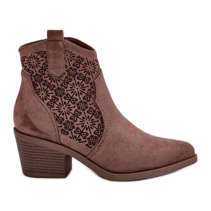 Prolamované kovbojské boty se zipem Eco Suede Brown S.Barski HY42-944 hnědý