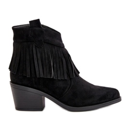 Dámské kovbojské boty se zipem Eco Suede Black S.Barski HY42-127 černý