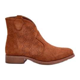 Prolamované dámské boty na plochých podpatcích Camel S.Barski HY42-151 hnědý