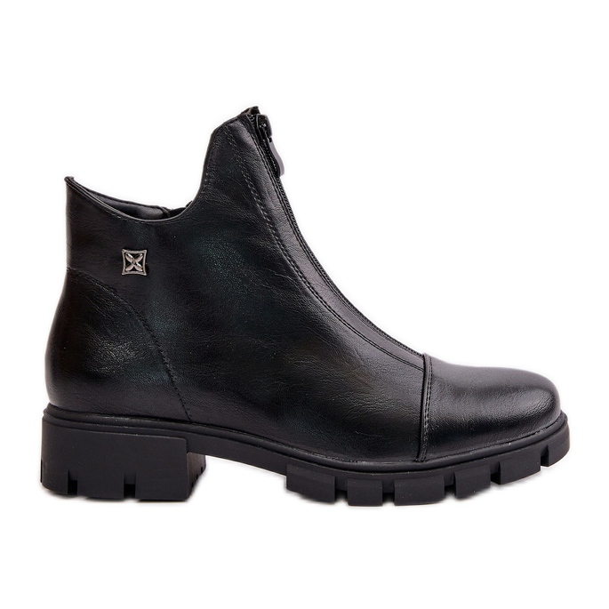 Zateplené dámské kozačky vyrobené z eko kůže, černá Verietta