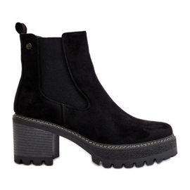 Dámské zateplené kozačky na vysokém podpatku Eco Suede Black Irissinae černá