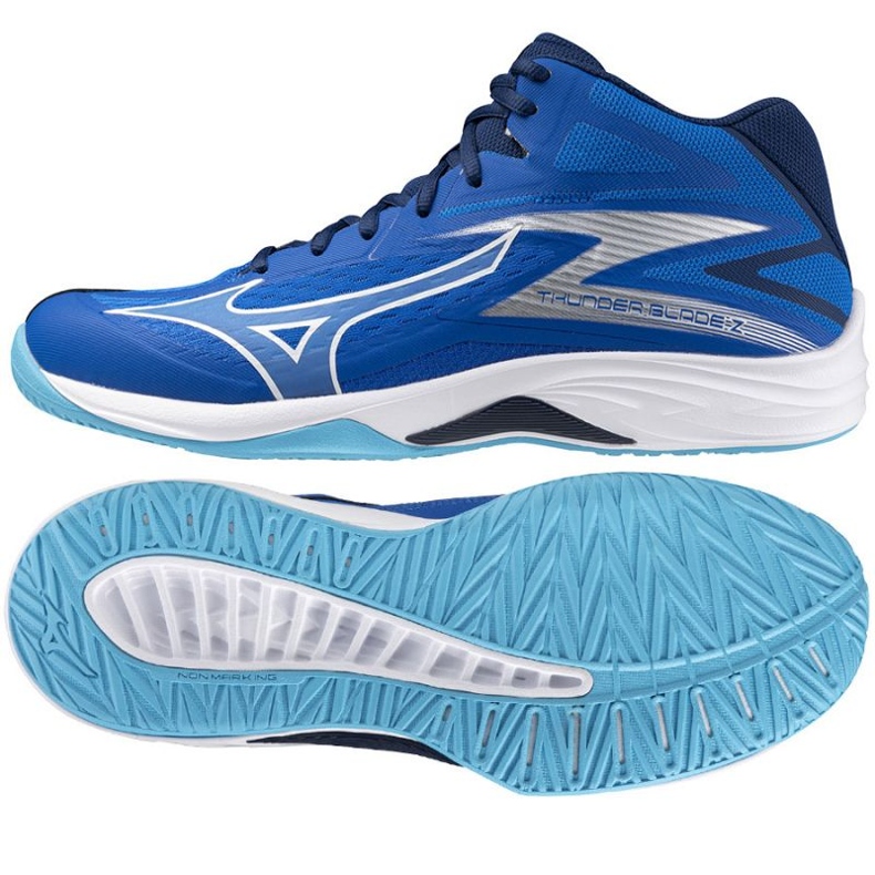 Volejbalové boty Mizuno Thunder Blade Z Mid M V1GA237501 modrý Volejbalové boty Mizuno Thunder Blade Z Mid M V1GA237501 modrý