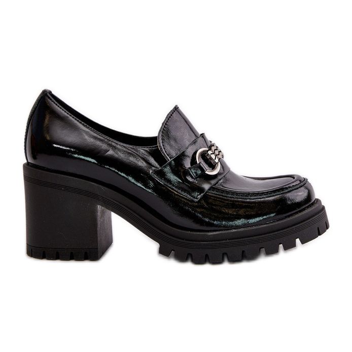 Dámské lakované boty Zazoo 20175 na vysokém podpatku, přírodní kůže, černá