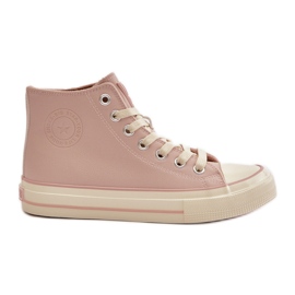Dámské zateplené tenisky vyrobené z eko kůže Pink Big Star OO274933 růžový