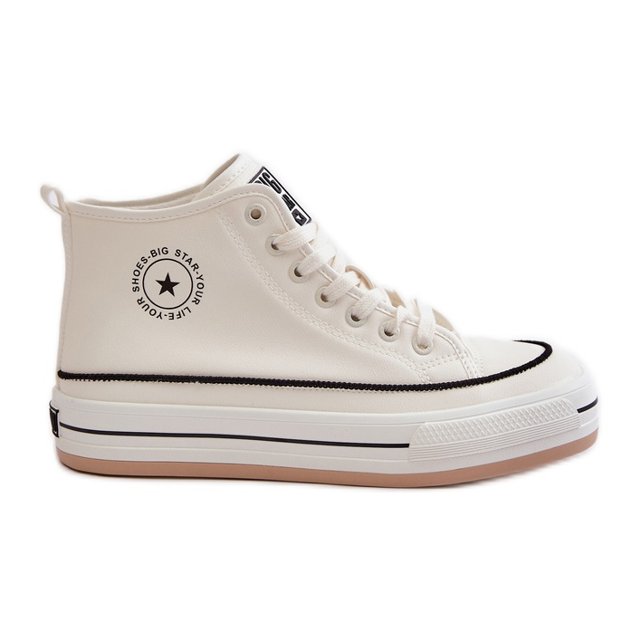 Zateplené dámské tenisky na platformě z eko kůže Big Star OO274061 White bílý