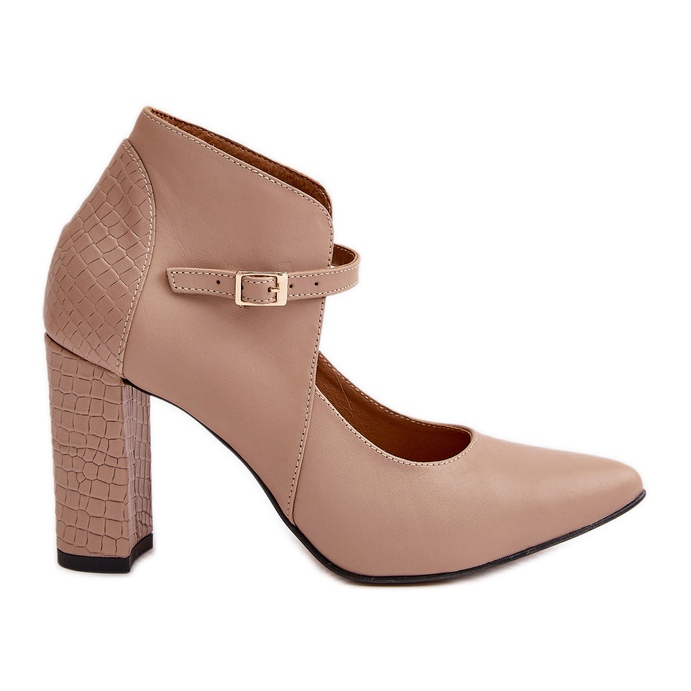 Kožené lodičky se špičatými špičkami na vysokém podpatku Béžová Laura Messi 2832 béžový