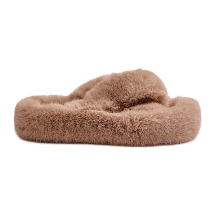 Dámské kožešinové pantofle se silnou podrážkou, béžová Lavitera béžový