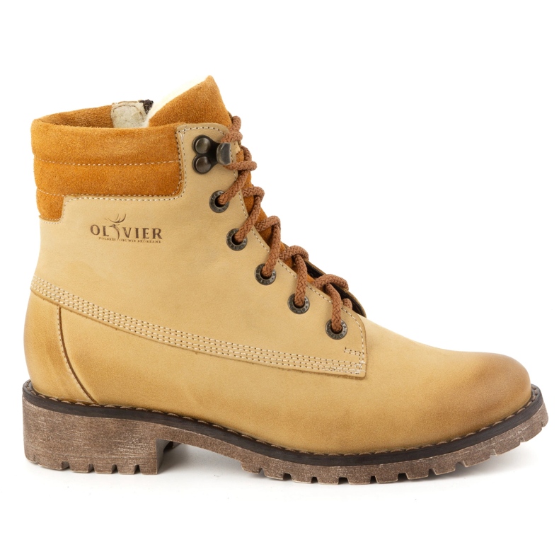 Olivier Dámské kožené boty, zateplené zimní boty, 365BB, pískové béžový Olivier Dámské kožené boty, zateplené zimní boty, 365BB, pískové béžový
