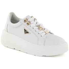 Bílé dámské kožené boty na platformě Filippo DP6382 bílý