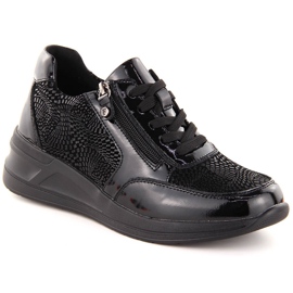 Černé kožené dámské boty na klínku Filippo DP6352 černá