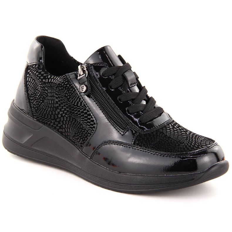 Černé kožené dámské boty na klínku Filippo DP6352 černá