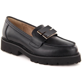 Černé kožené dámské mokasíny Filippo DP6450 černá Černé kožené dámské mokasíny Filippo DP6450 černá