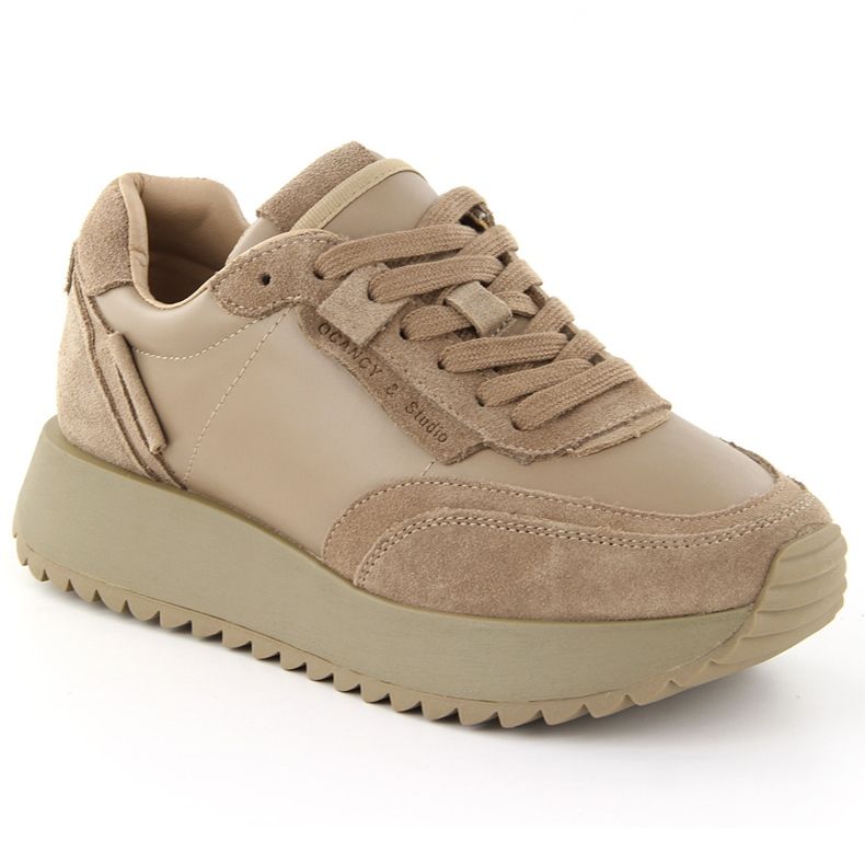 Dámská kožená sportovní obuv, béžová, Artiker 55C0022 béžový