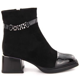 Dámské kotníkové boty na ozdobném černém podpatku D&amp;A S.Barski Premium Collection MR880-018 černý