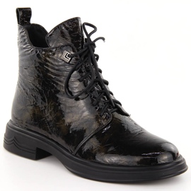 D&amp;A S.Barski Premium Collection LZ42-042 lakované kotníkové boty černý