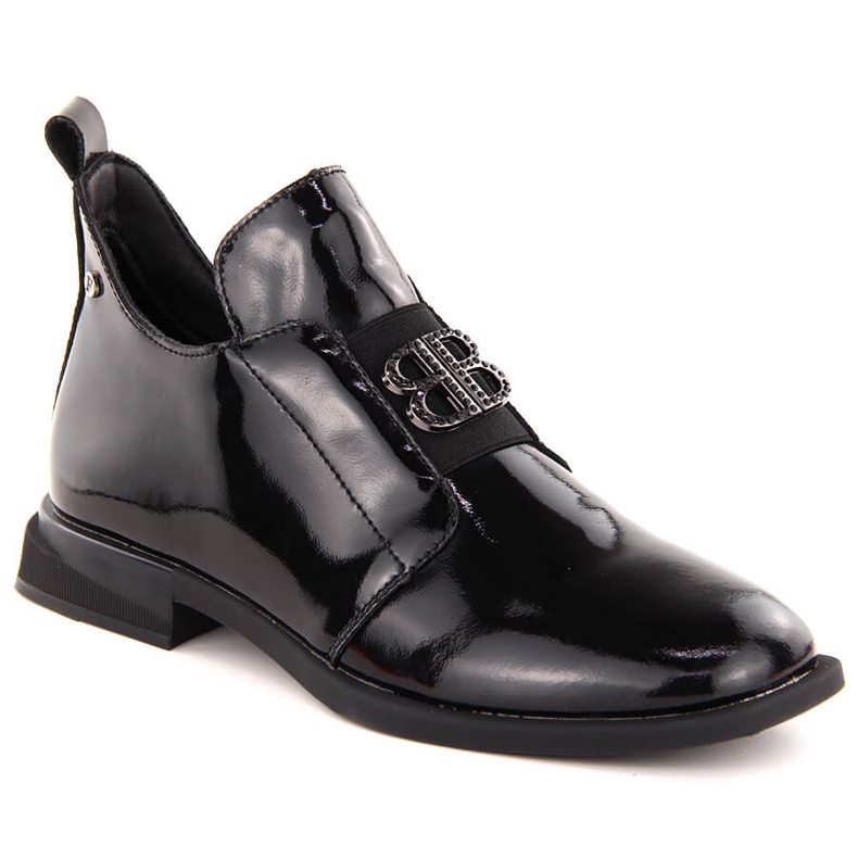 Dámské lakované kotníkové boty se zdobením, černé Filippo DBT4763 černá