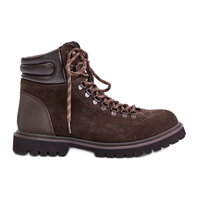 Semišové zateplené pánské boty Big Star OO174644 Hi-Poly System Brown hnědý