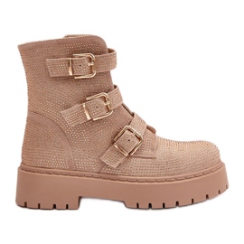 Zateplené dámské kotníkové boty s béžovým zdobením dortu
