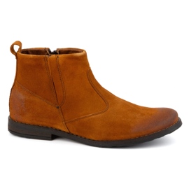 Olivier Pánské kožené Chelsea boots 7939S červené pomerančový