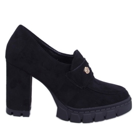 Lains Černé mokasíny na vysokém podpatku a platformě černá
